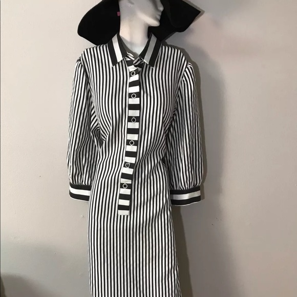 don elliott Dresses & Skirts - Vintage 80s don Elliott sport B &w stripe dress